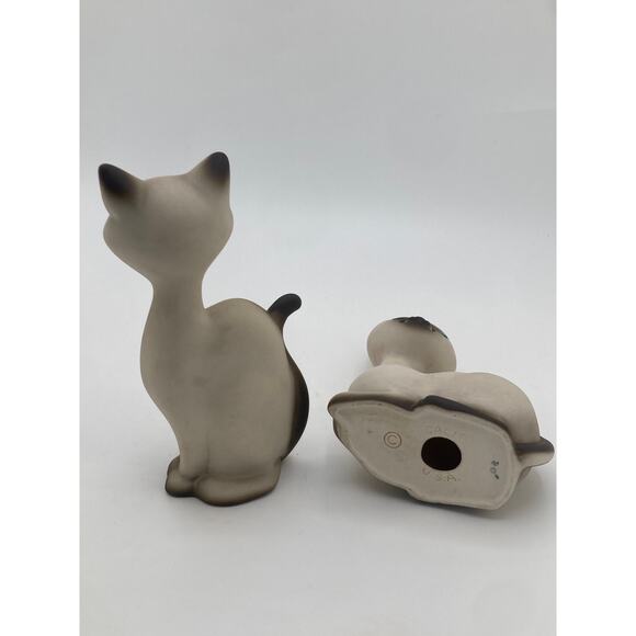 Vintage Siamese Cat Figurines Pair Blue Rhinestone Eyes CALIF USA - Picture 4 of 6